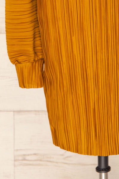 Lamia Mustard Long Sleeve V-Neck Midi Dress | La petite garçonne bottom