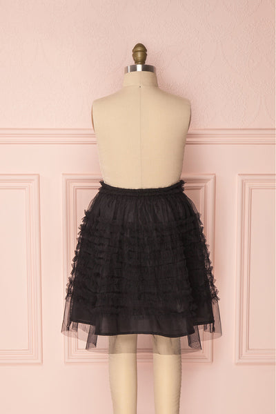 Lamiss Mini Black Ruffled Tulle Kid's Skirt | Boutique 1861 back view