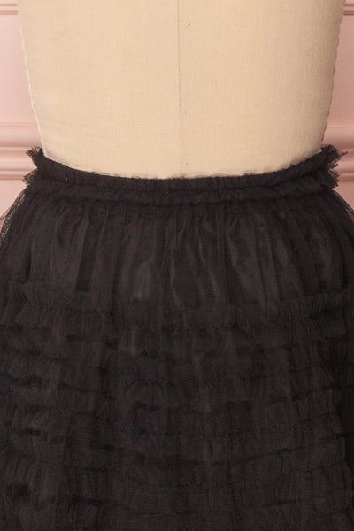 Lamiss Mini Black Ruffled Tulle Kid's Skirt | Boutique 1861 back close-up