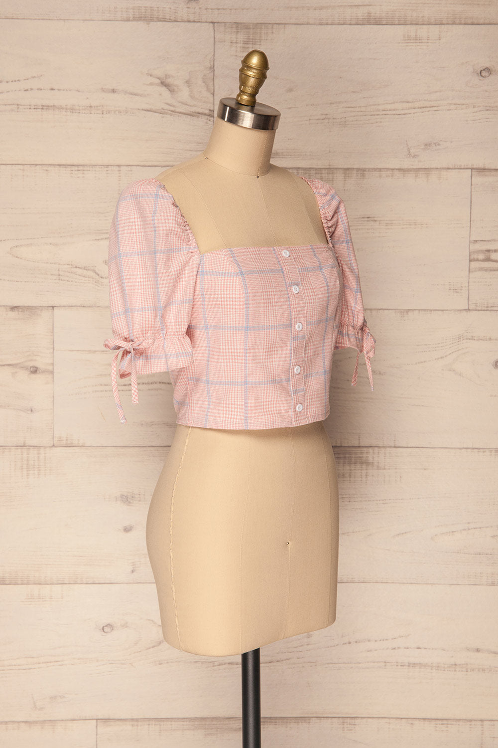 Lanhelas Pink & White Checkered Crop Top | La Petite Garçonne 4