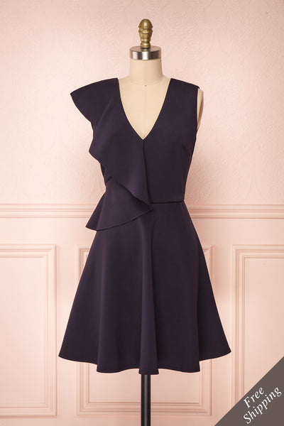 Lantaa Navy Blue Ted Baker A-Line Cocktail Dress  | FRONT VIEW | Boutique 1861