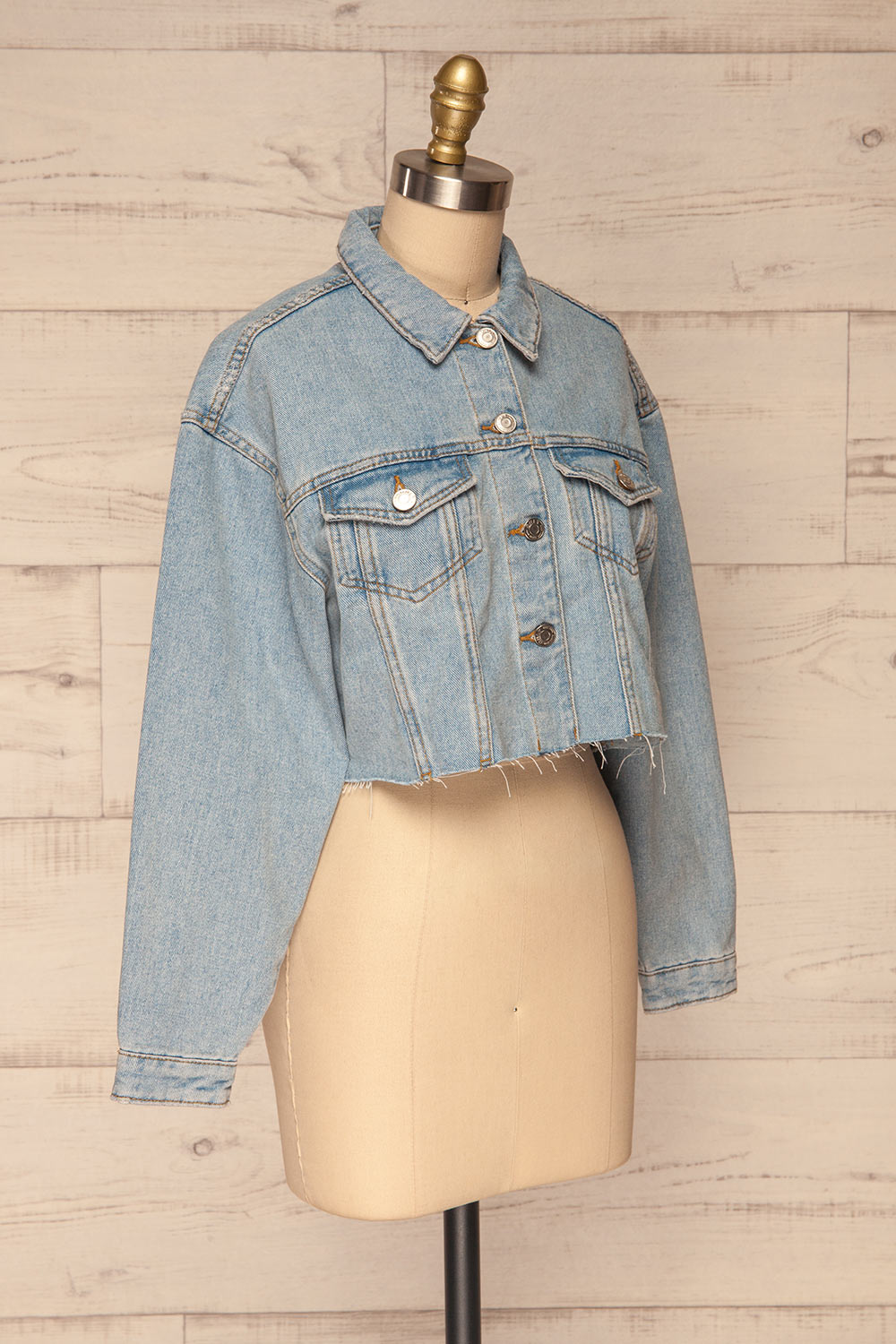 Lariano Crop Jean Jacket | Veston Denim | La Petite Garçonne side view 