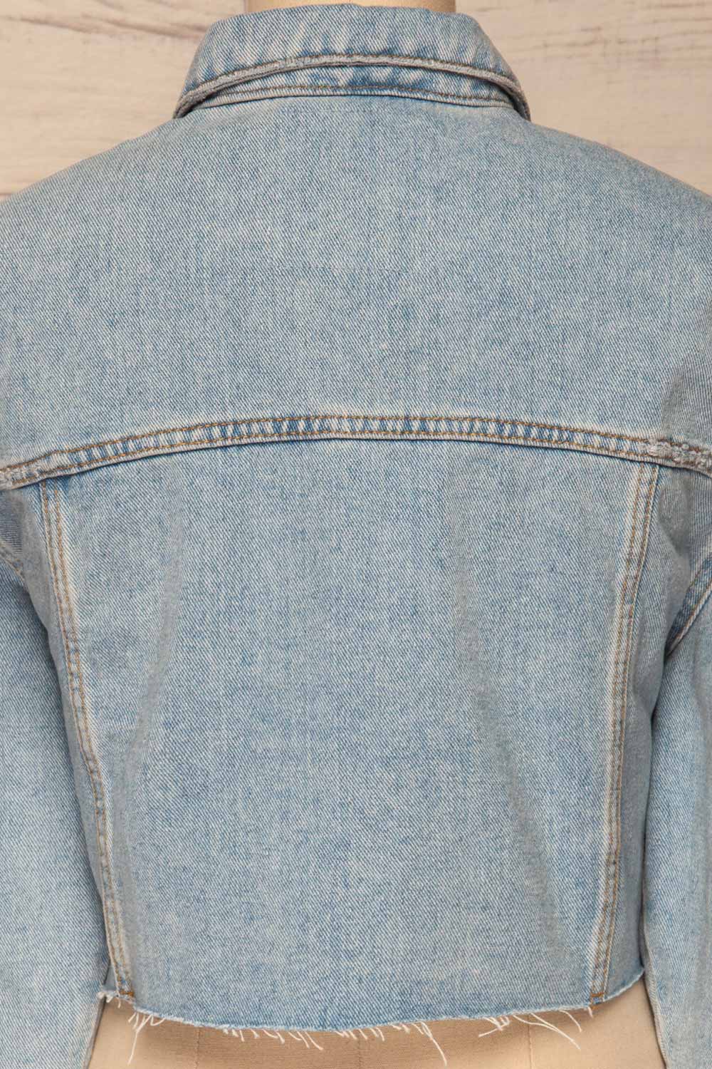 Lariano Crop Jean Jacket | Veston Denim | La Petite Garçonne back close-up