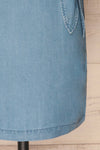 Larino Blue Short Sleeve Faux-Wrap Dress | La petite garçonne skirt