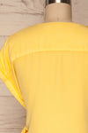 Larino Yellow Short Sleeve Faux-Wrap Dress | La petite garçonne back close up