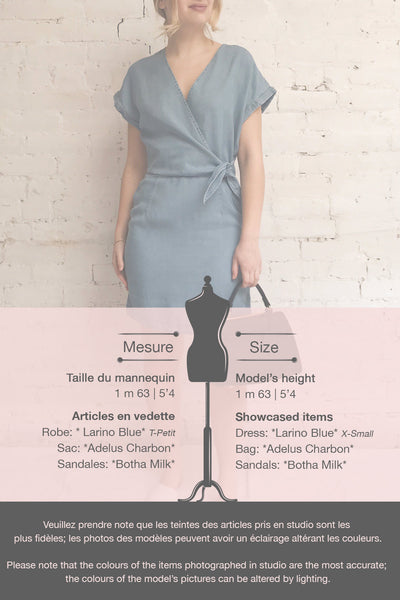 Larino Blue Short Sleeve Faux-Wrap Dress | La petite garçonne template