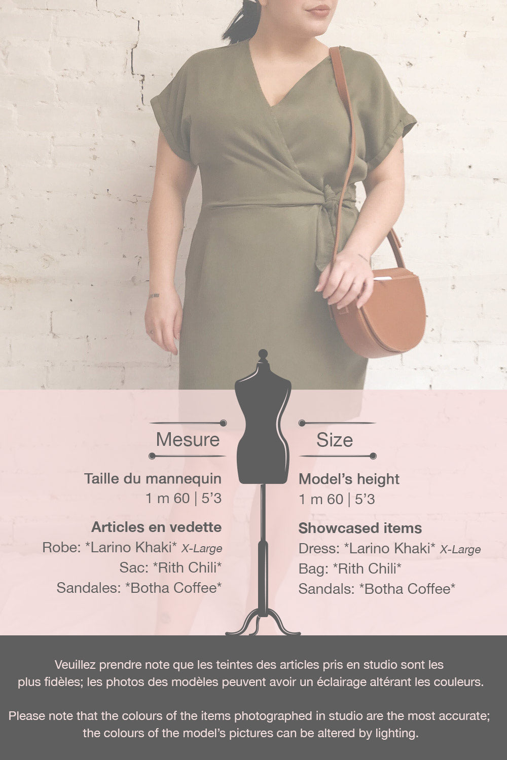 Larino Khaki Short Sleeve Faux-Wrap Dress | La petite garçonne template