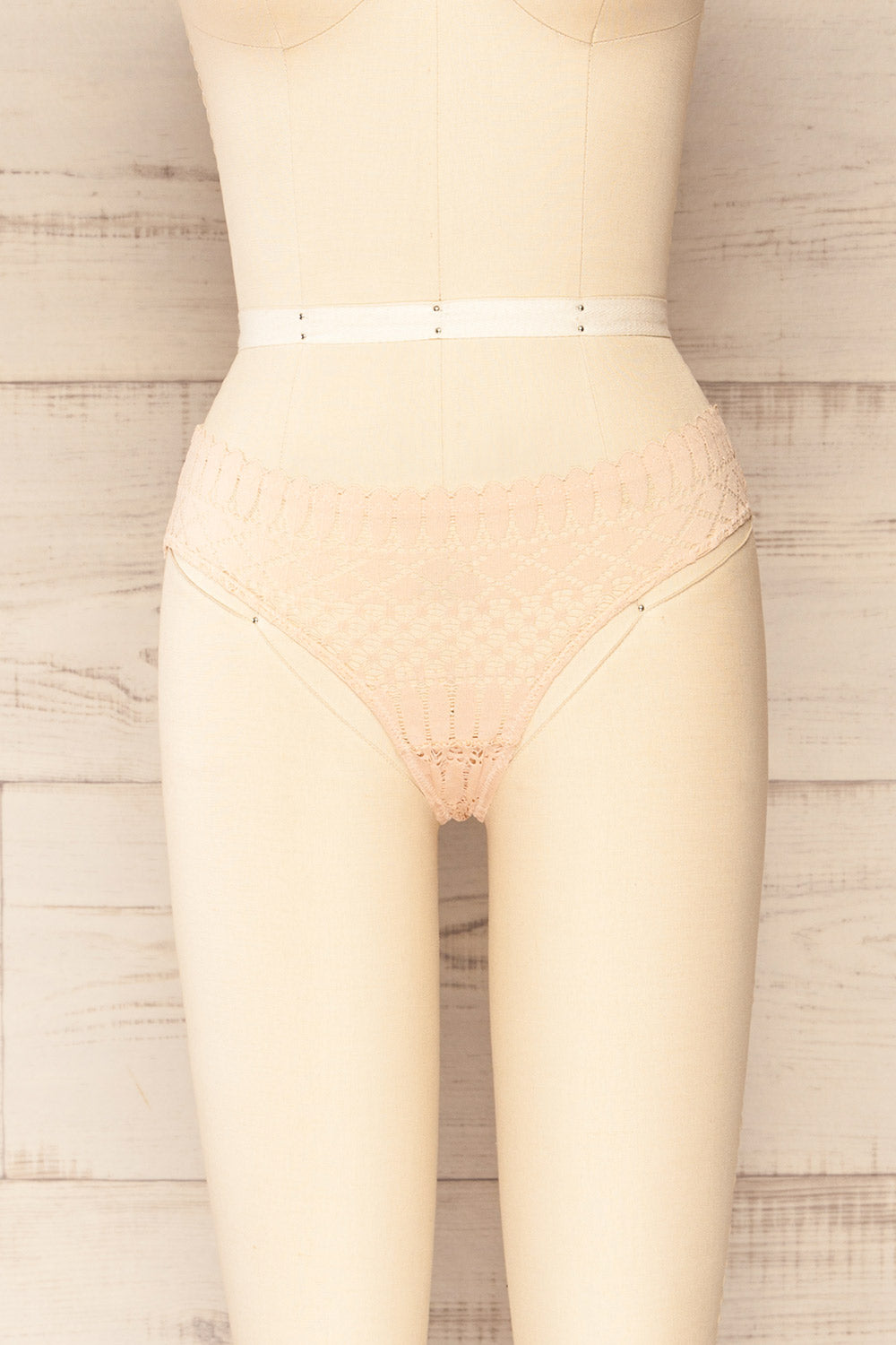 Larvik Beige Lace Bikini Underwear | La petite garçonne front view 