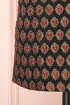 Larysa Black & Red Heart Pattern Cocktail Dress | Boutique 1861 bottom close-up