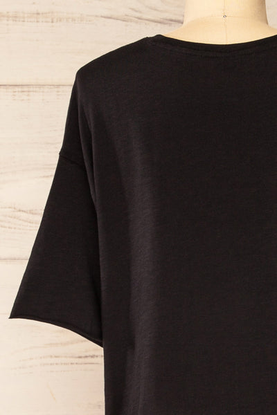 Lasin Black Raw-Edge Cropped T-Shirt | La petite garçonne back close-up