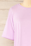 Lasin Lilac Purple Raw-Edge Cropped T-Shirt | La petite garçonne front close-up