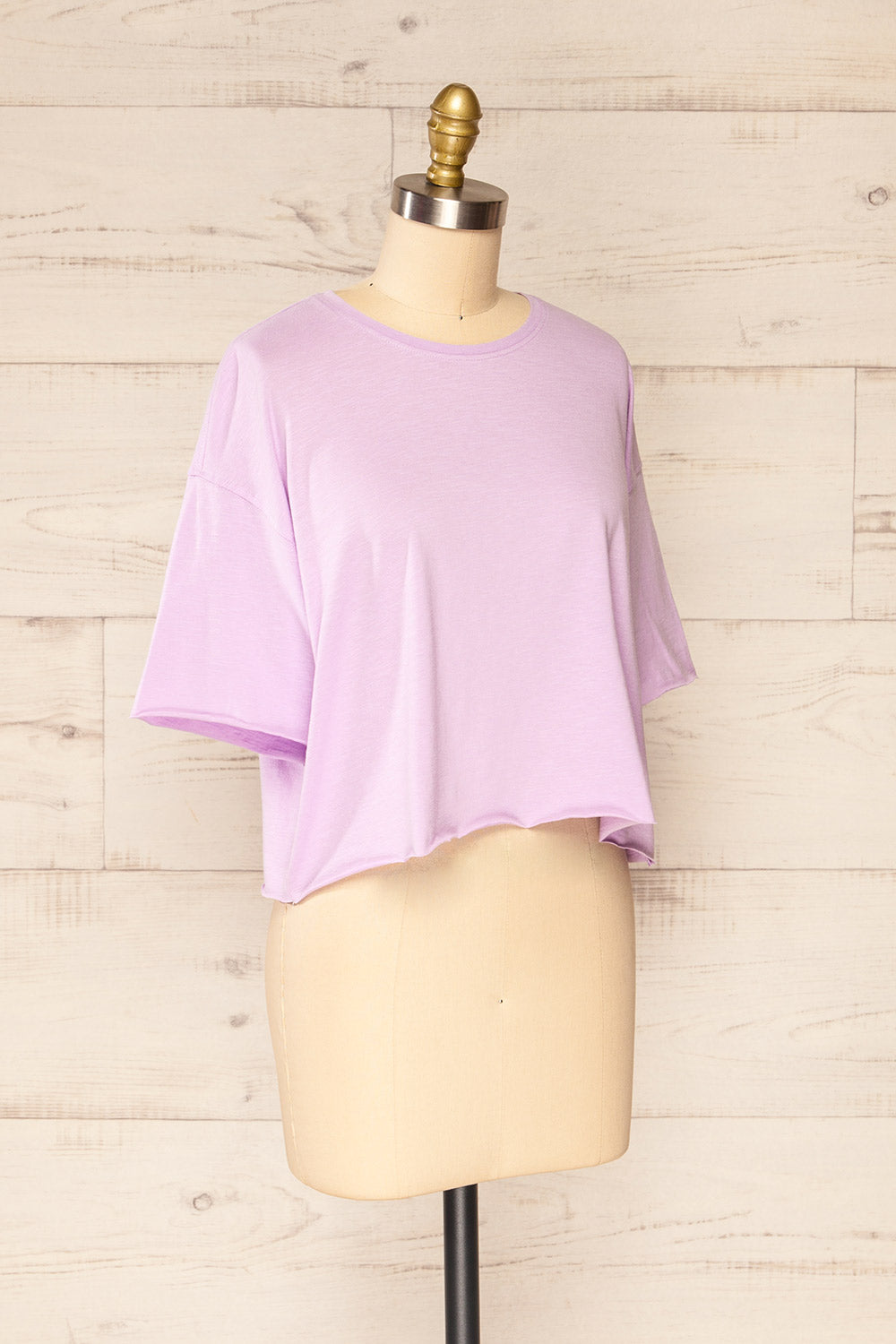 Lasin Lilac Purple Raw-Edge Cropped T-Shirt | La petite garçonne side view 