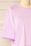 Lasin Lilac Purple Raw-Edge Cropped T-Shirt | La petite garçonne side close-up