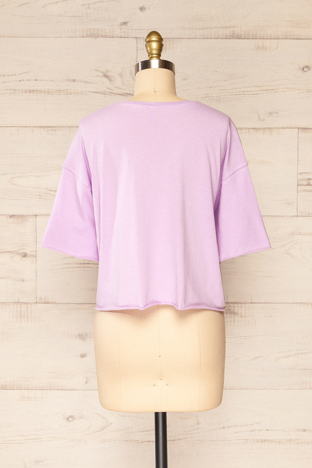 Lasin Lilac Purple Raw-Edge Cropped T-Shirt | La petite garçonne back view 