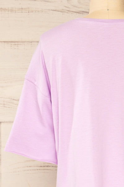 Lasin Lilac Purple Raw-Edge Cropped T-Shirt | La petite garçonne back close-up
