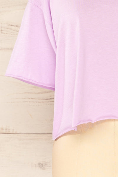 Lasin Lilac Purple Raw-Edge Cropped T-Shirt | La petite garçonne bottom