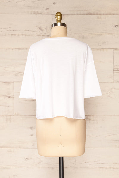 Lasin White Raw-Edge Cropped T-Shirt | La petite garçonne back view