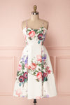 Lauralie White A-Line Cocktail Dress with Floral Print | Boutique 1861 front view