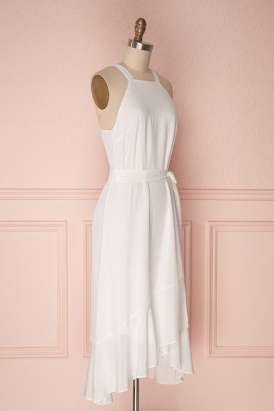 Laurena Vanilla | White Ruffled Hem Flared Dress