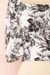 Lausanne White & Black Floral Print Crop Top | Boutique 1861 sleeves
