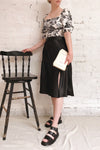 Glyfada Black Silky Midi Skirt | La Petite Garçonne model look 1