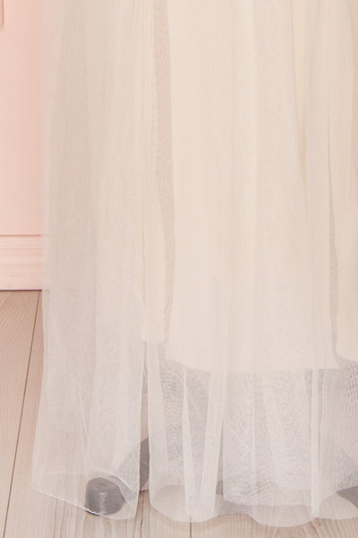 Laycy Ice | Cream Mesh Gown with Plunging Neckline