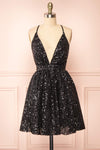 Layla Black Backless Short Sequin Dress | Boutique 1861 front view