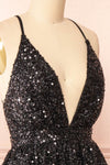 Layla Black Backless Short Sequin Dress | Boutique 1861 side close-up