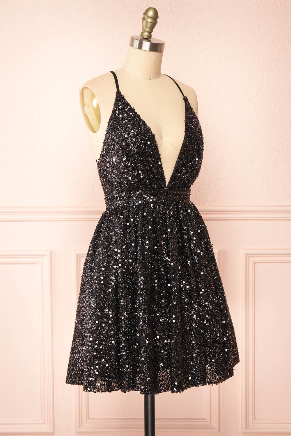 Layla Black Backless Short Sequin Dress