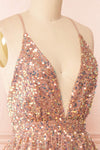 Layla Pink Backless Short Sequin Dress | Boutique 1861 side close-up
