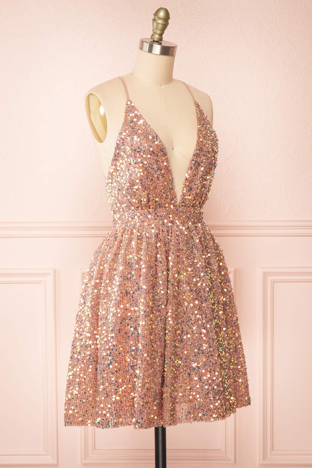 Layla Pink Backless Short Sequin Dress