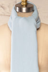 Le Baiser Blue Soft Knitted Scarf | La petite garçonne cross close-up