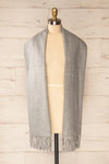 Le Baiser Grey Soft Knitted Scarf | La petite garçonne shoulder