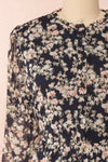 Leanne Black Long Sleeve Floral Dress | Boutique 1861 front close-up