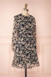 Leanne Black Long Sleeve Floral Dress | Boutique 1861 side view