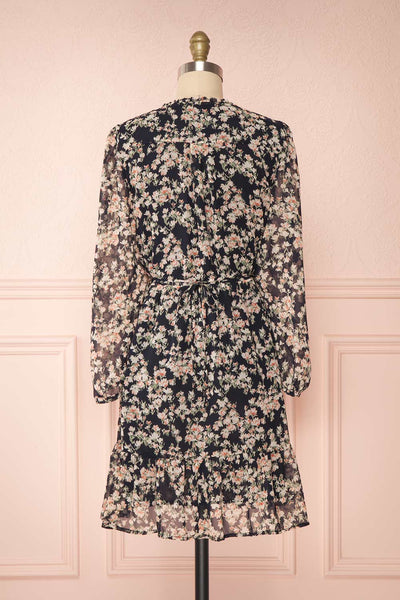 Leanne Black Long Sleeve Floral Dress | Boutique 1861 back view