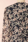 Leanne Black Long Sleeve Floral Dress | Boutique 1861 back close-up