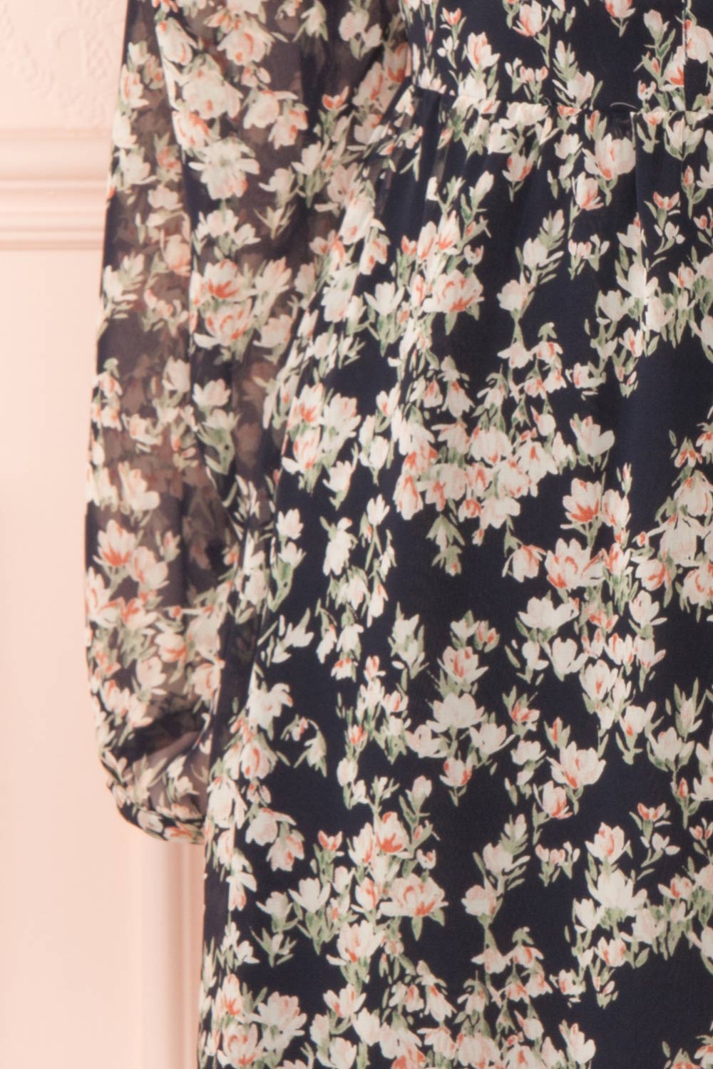 Leanne Black Long Sleeve Floral Dress | Boutique 1861 sleeve
