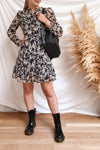 Leanne Black Long Sleeve Floral Dress | Boutique 1861 model look