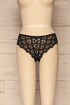 Lebork Black Floral Lace Brazilian Panties front view | La petite garçonne