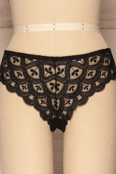 Lebork Black Floral Lace Brazilian Panties | La petite garçonne