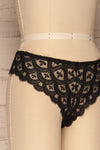Lebork Black Floral Lace Brazilian Panties side close up | La petite garçonne