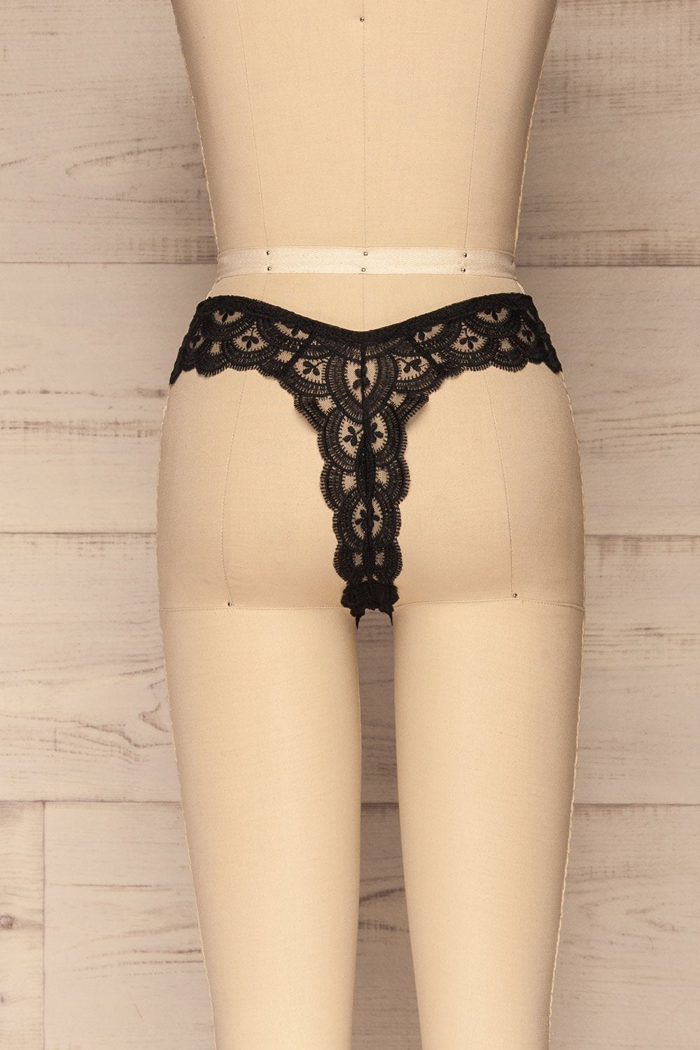 Lebork Black Floral Lace Brazilian Panties back view | La petite garçonne