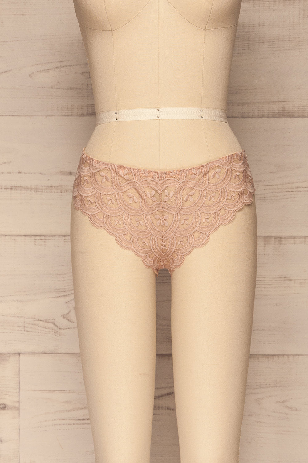 Lebork Champagne Nude Lace Brazilian Panties front view | La petite garçonne