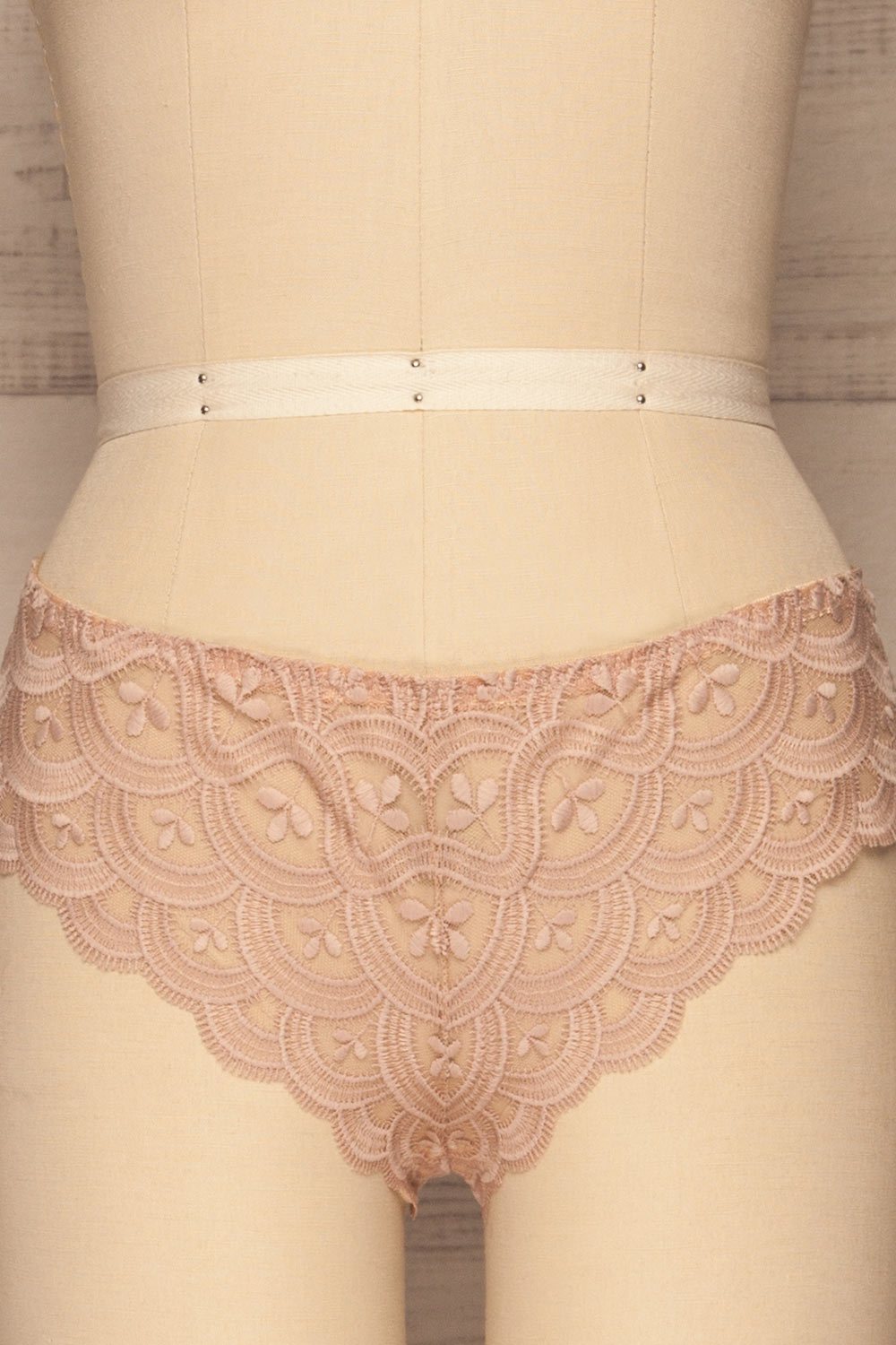 Lebork Champagne Nude Lace Brazilian Panties | La petite garçonne