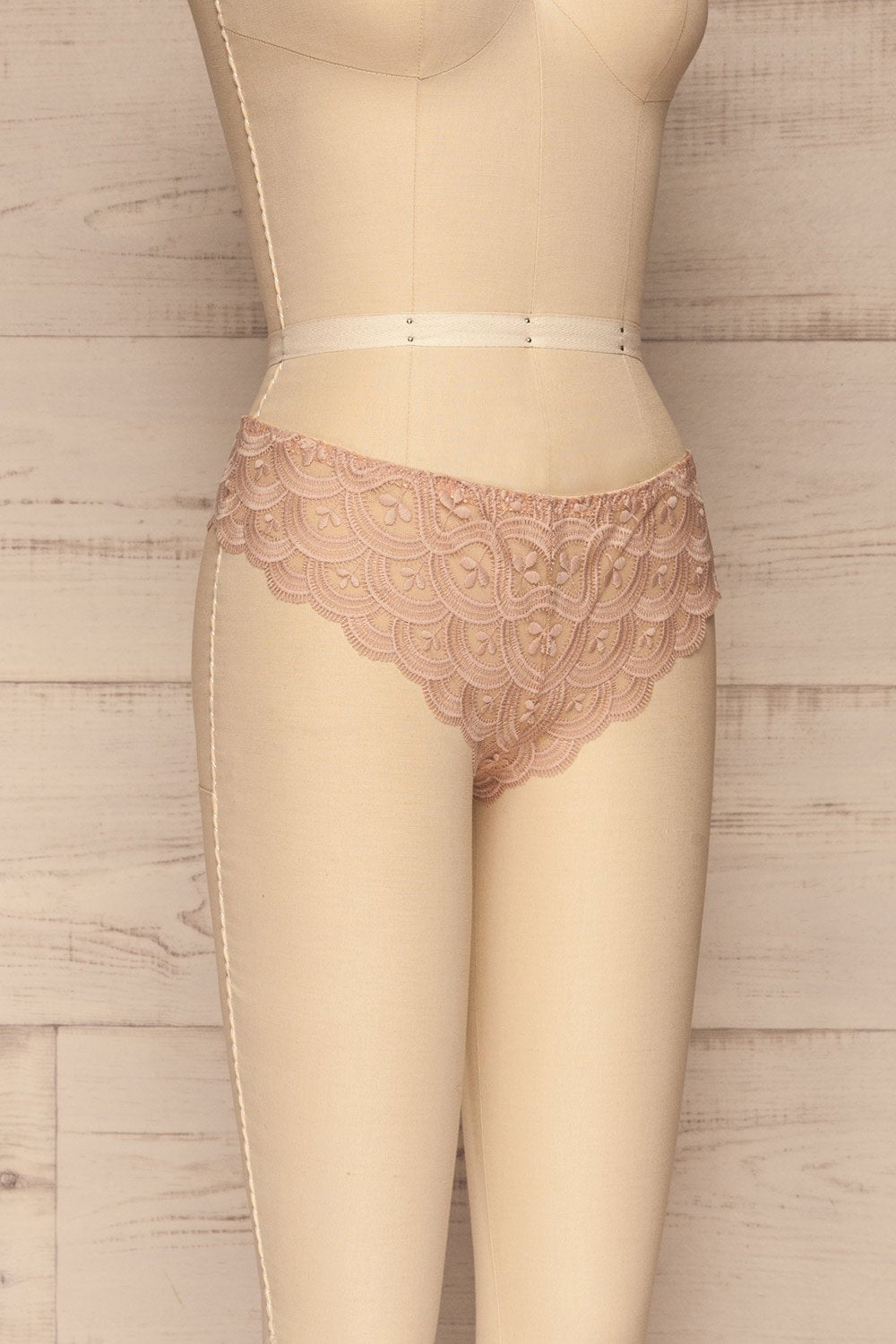 Lebork Champagne Nude Lace Brazilian Panties side view | La petite garçonne