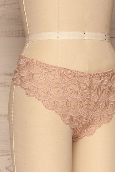 Lebork Champagne Nude Lace Brazilian Panties side close up | La petite garçonne