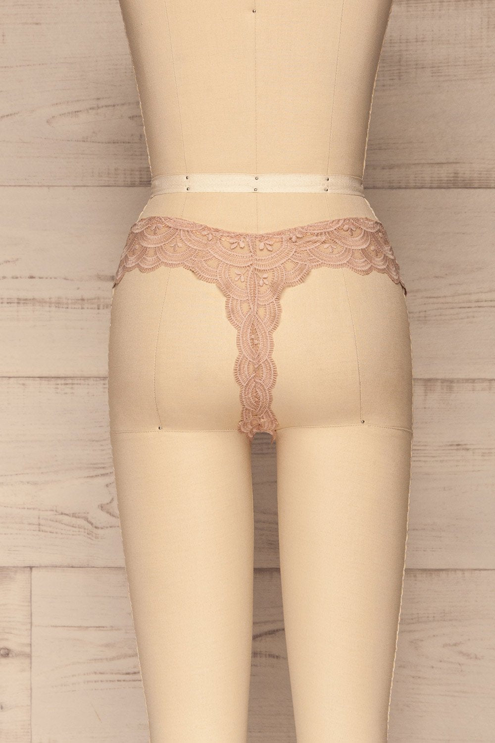 Lebork Champagne Nude Lace Brazilian Panties back view | La petite garçonne