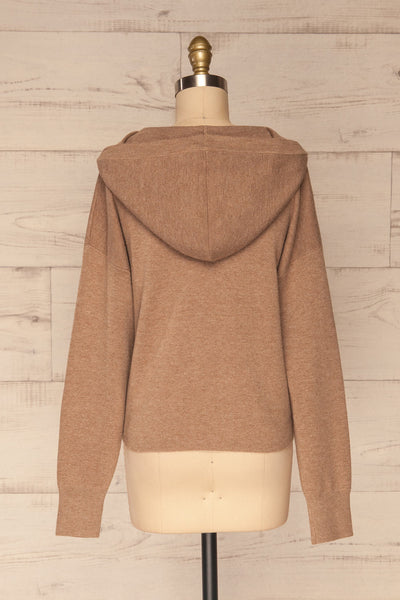 Leczna Taupe Hooded Knit Sweater | La petite garçonne  back view