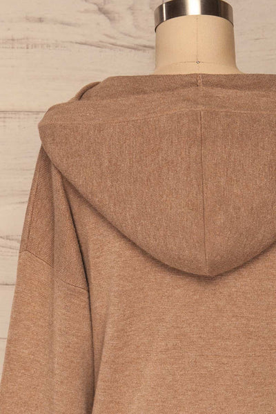 Leczna Taupe Hooded Knit Sweater | La petite garçonne  back close up